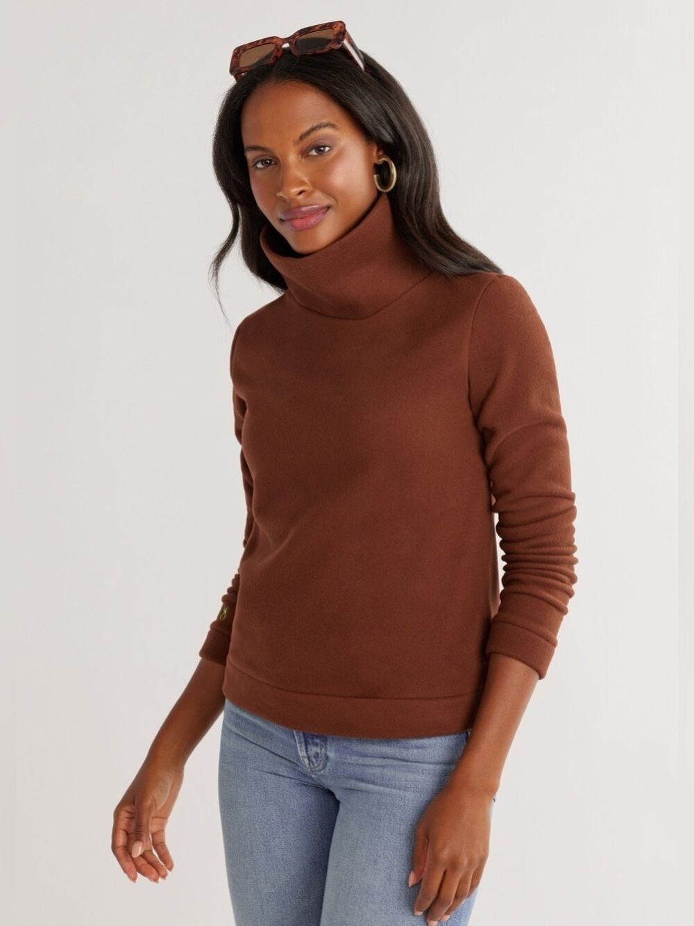 Dudley Stephens Park Slope Brown Funnel Neck Sweater NWT Large
